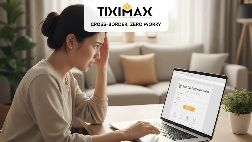 Khách hàng và nhân viên xem thanh toán Amazon trên màn hình.