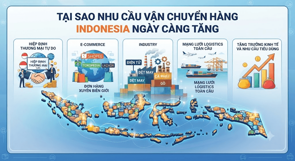 Minh họa lý do chọn Vận chuyển hàng Indonesia